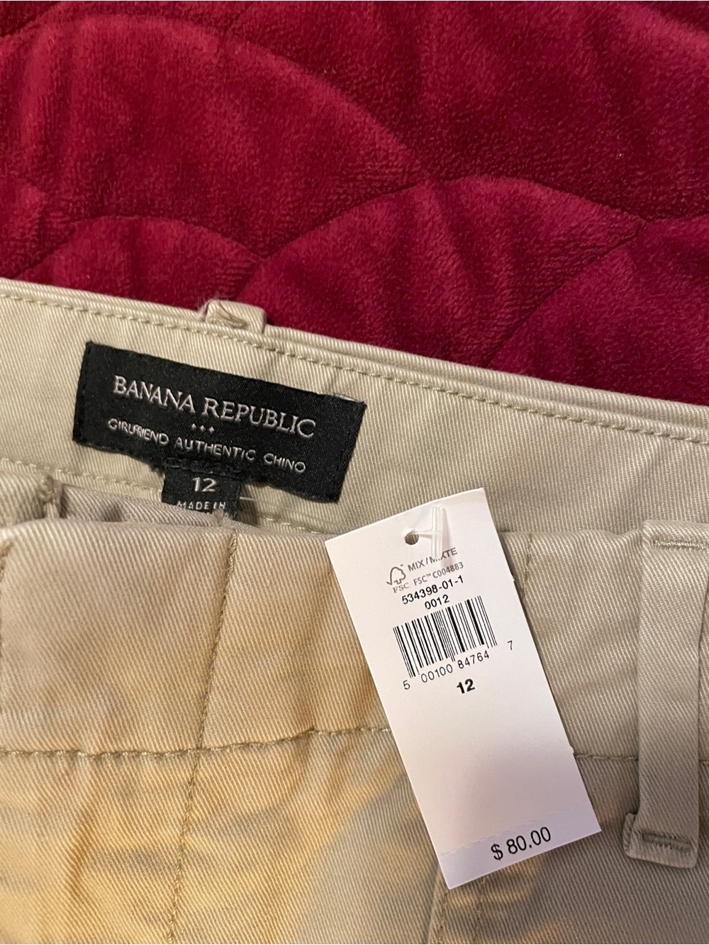 Banana Republic Womens authentic chino girlfriend fit- size 12  NWT - Picture 5 of 8